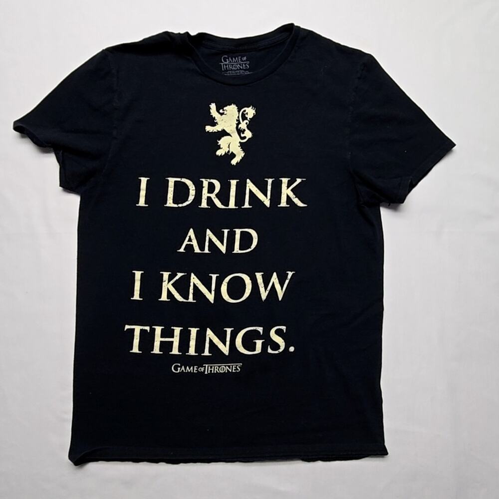 Game of Thrones I Drink and Know Things Shirt Black Mens Medium Graphic T-shirt